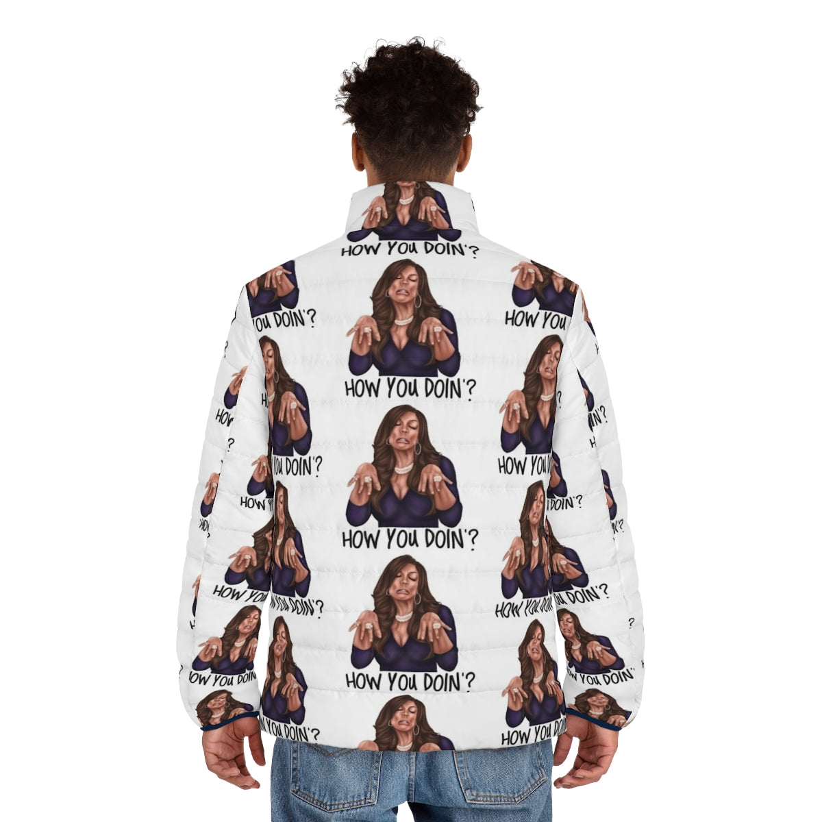 "How You Doin'?" Wendy Williams-Inspired Funny Puffer Jacket - men back