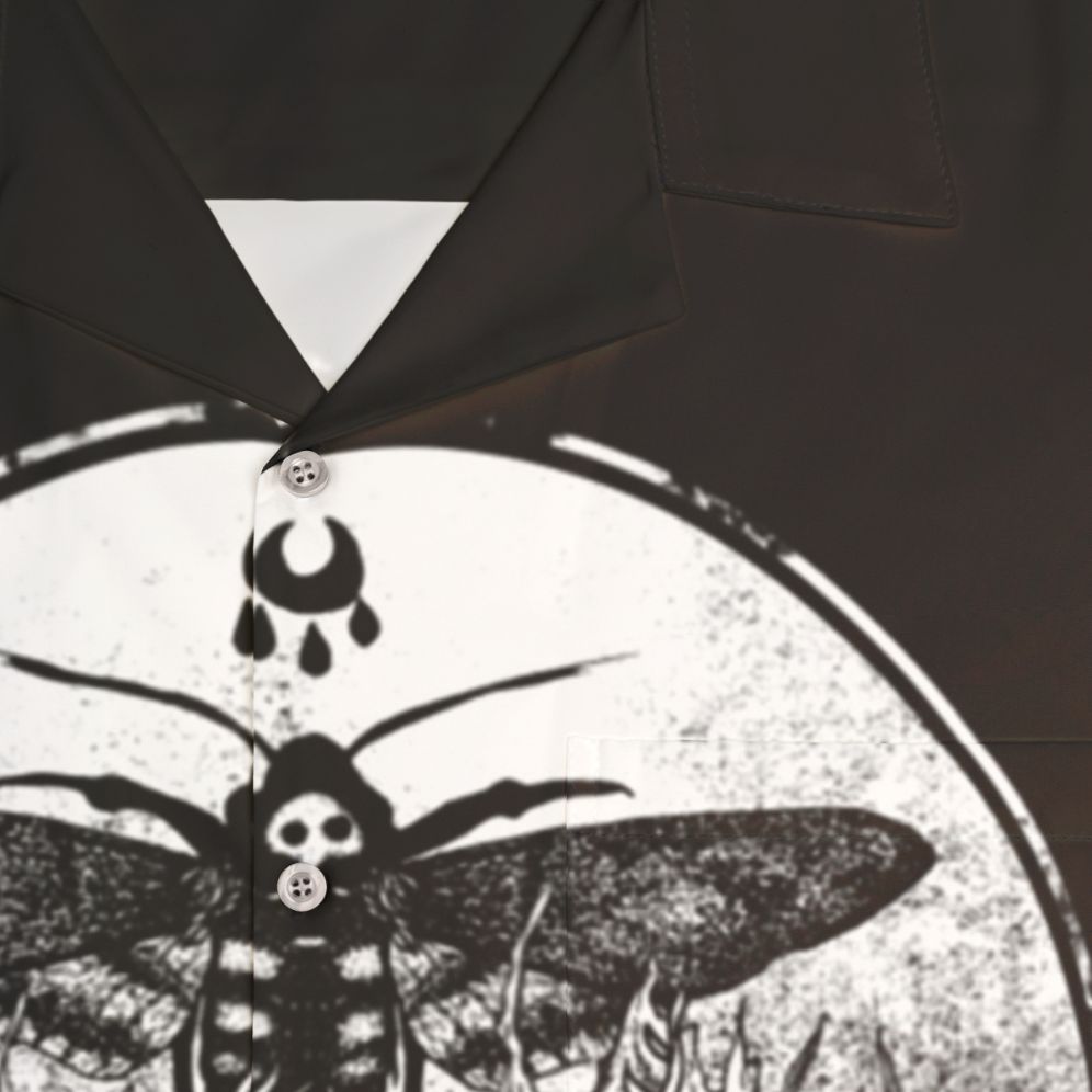 Dark Gothic Hawaiian Shirt with Nature and Occult Inspired Designs - Detail