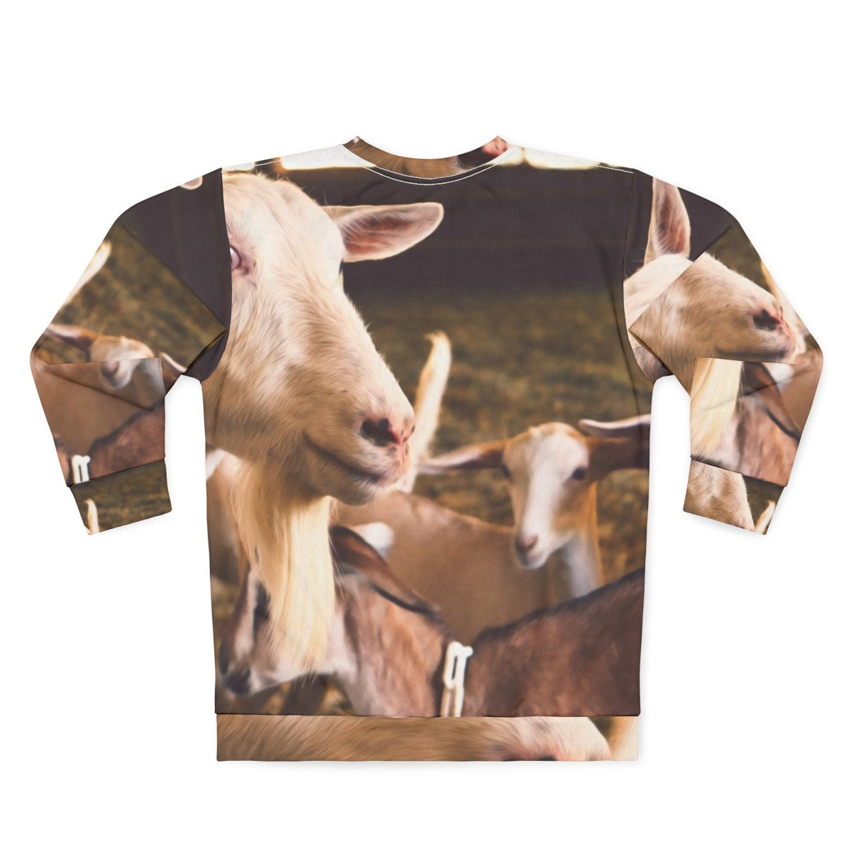 Goats and farm animals printed on a black sweatshirt - Back