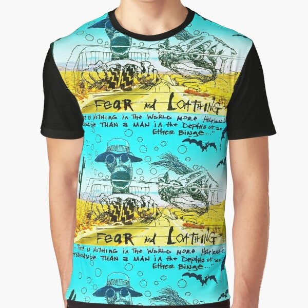 Fear and Loathing in Las Vegas graphic t-shirt with trippy desert and drug-inspired design