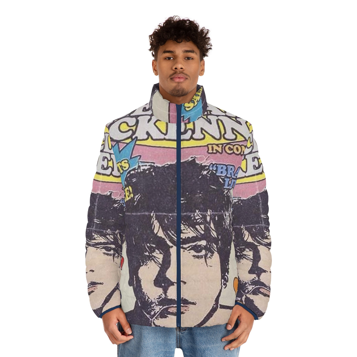 Declan Mckenna Retro Puffer Jacket with Indie Music Aesthetic - men front