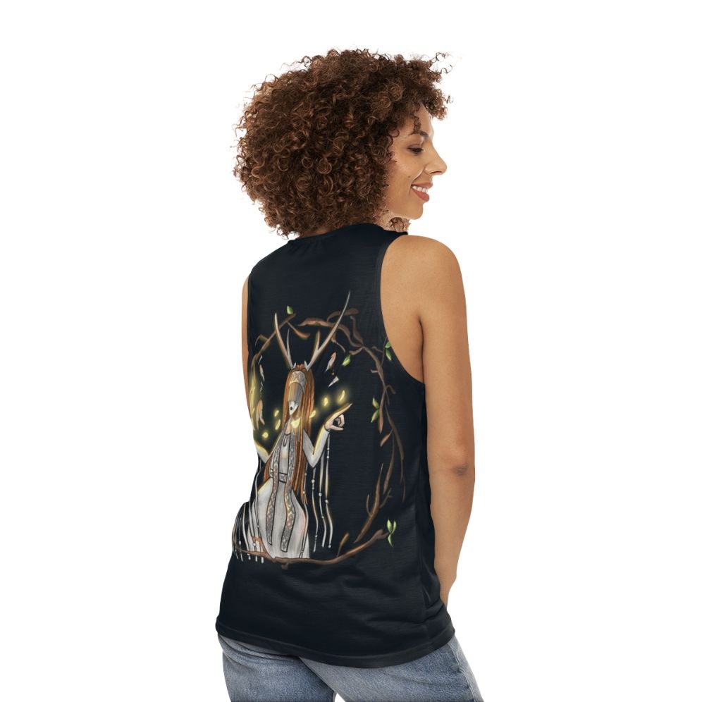 Heilung inspired unisex tank top with fantasy Celtic and Nordic elements - women back