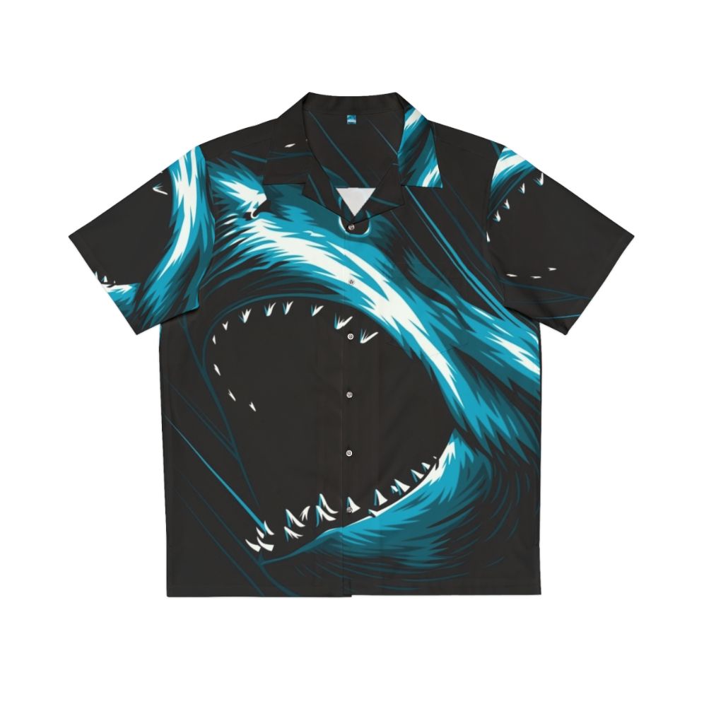 Megalodon Hawaiian Shirt with Shark Predator in the Ocean