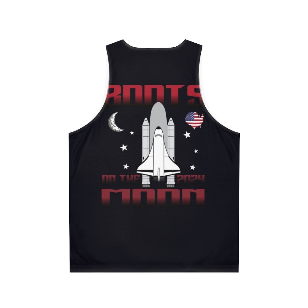 Boots On The Moon Unisex Tank Top featuring space-themed graphics - Back