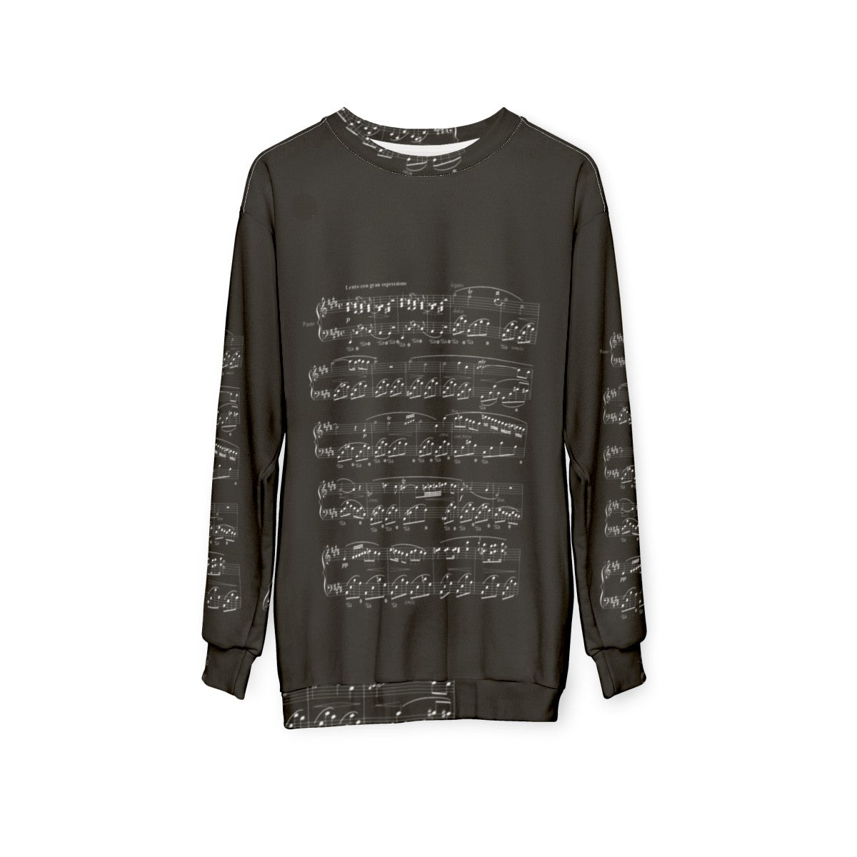 Chopin Nocturne Sweatshirt - Featuring a Beautiful Piano Notes Design - hanging