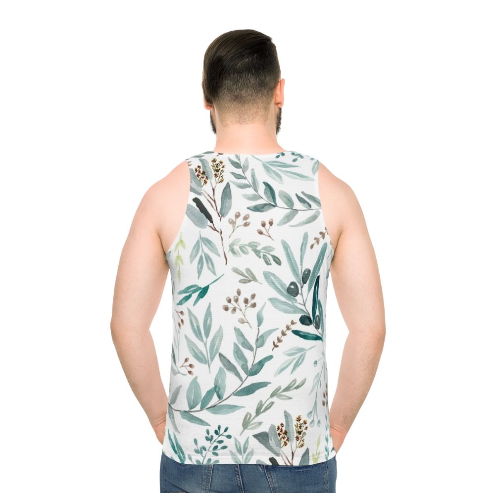 Boho Eucalyptus Leaves Unisex Tank Top - men back