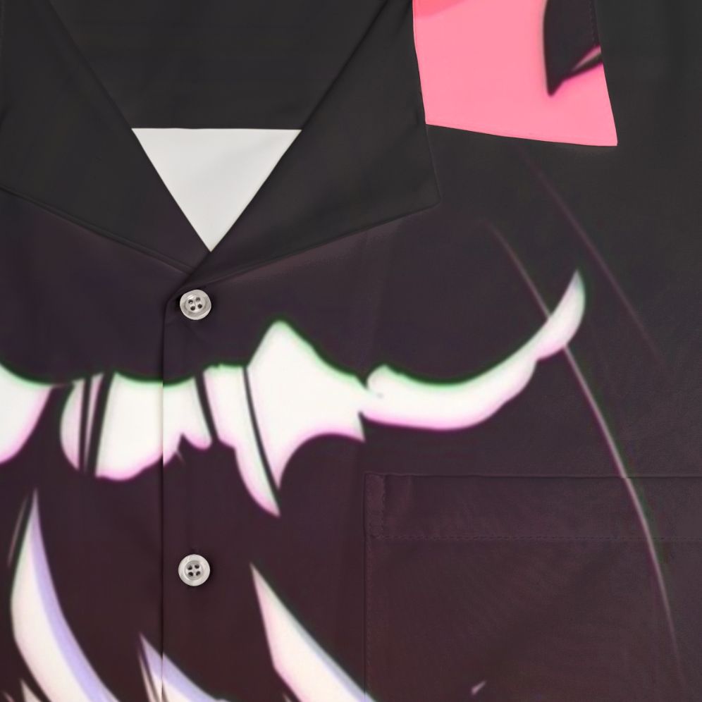 Tranced Batsu Hawaiian Shirt, pink anime-style Hawaiian shirt - Detail