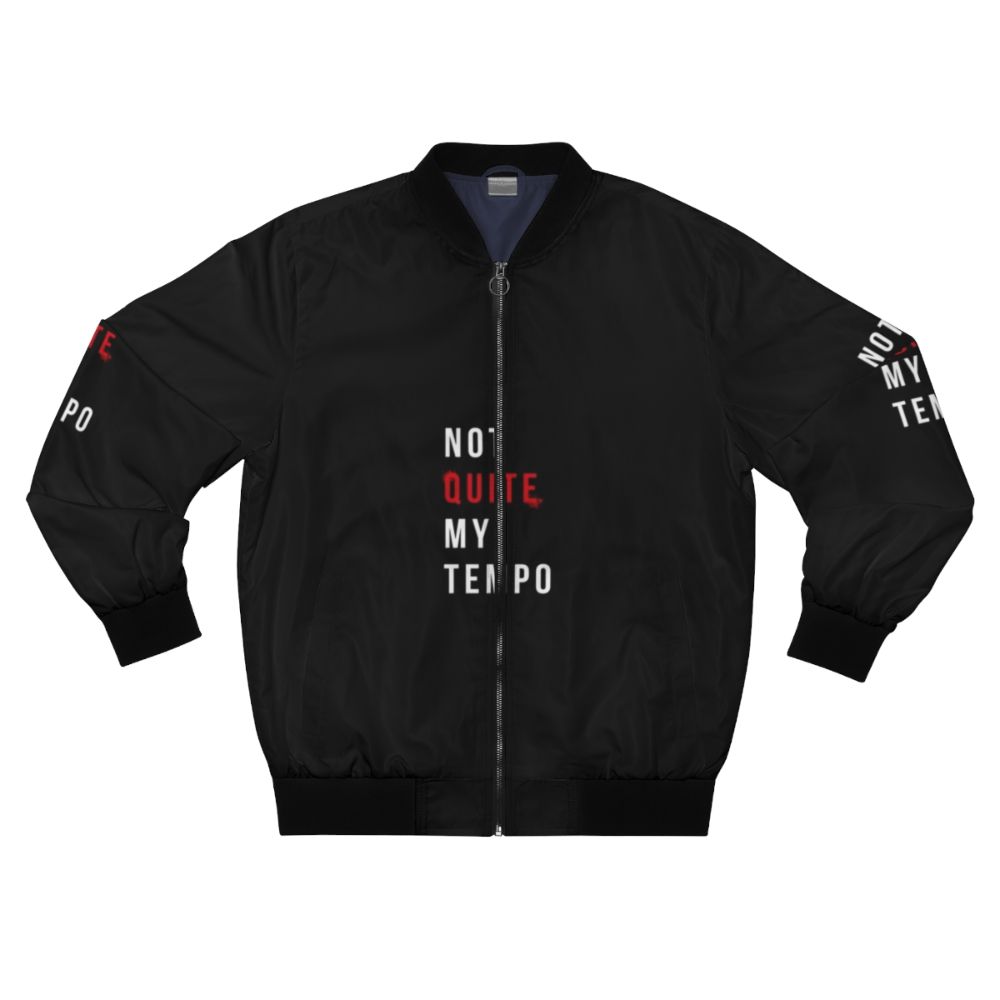 Whiplash "Not Quite My Tempo" Bomber Jacket featuring a dark, bold design inspired by the 2014 film