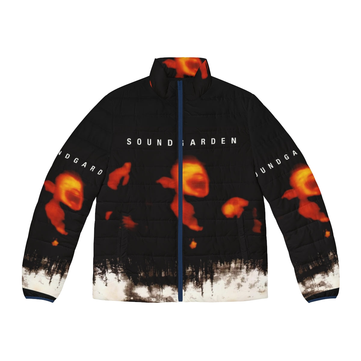 Soundgarden Superunknown grunge-inspired puffer jacket featuring the iconic band's logo