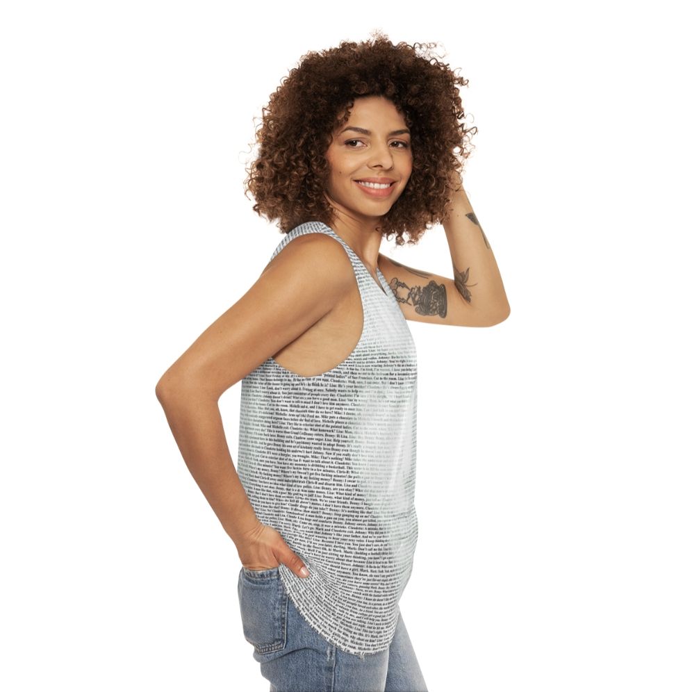 Unisex tank top featuring "The Room" movie logo and title - women side