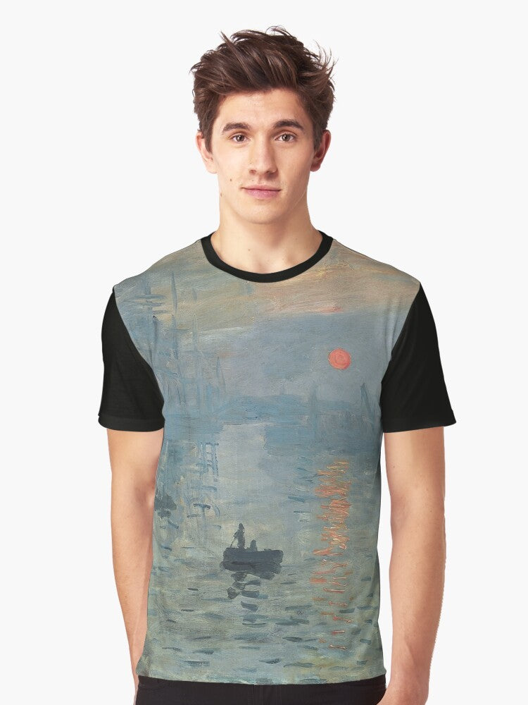 High definition graphic t-shirt featuring Paul Cezanne's Impressionist painting "Sunrise" - Men