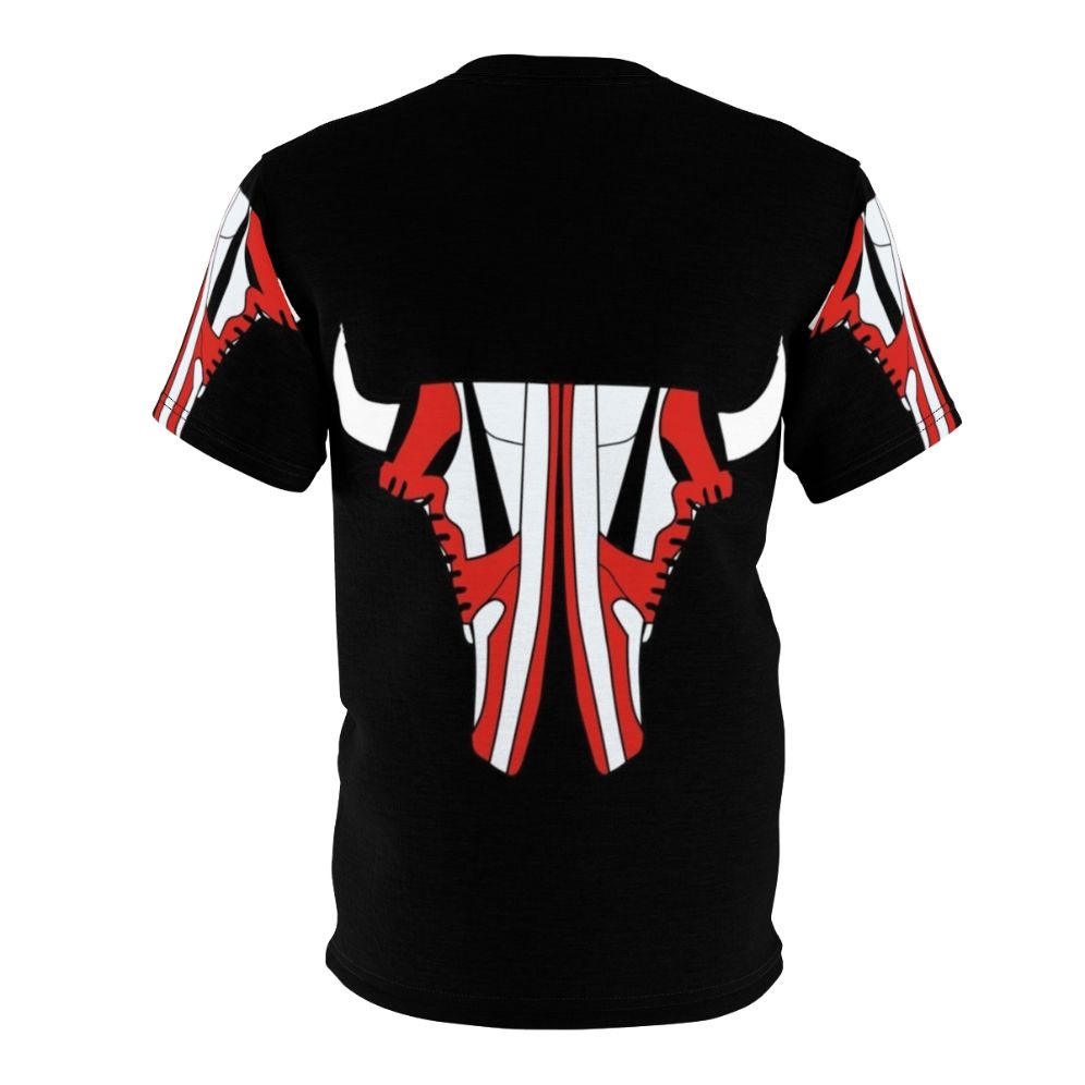 Vintage-inspired Chicago Bulls t-shirt featuring basketball and city skyline design - Back