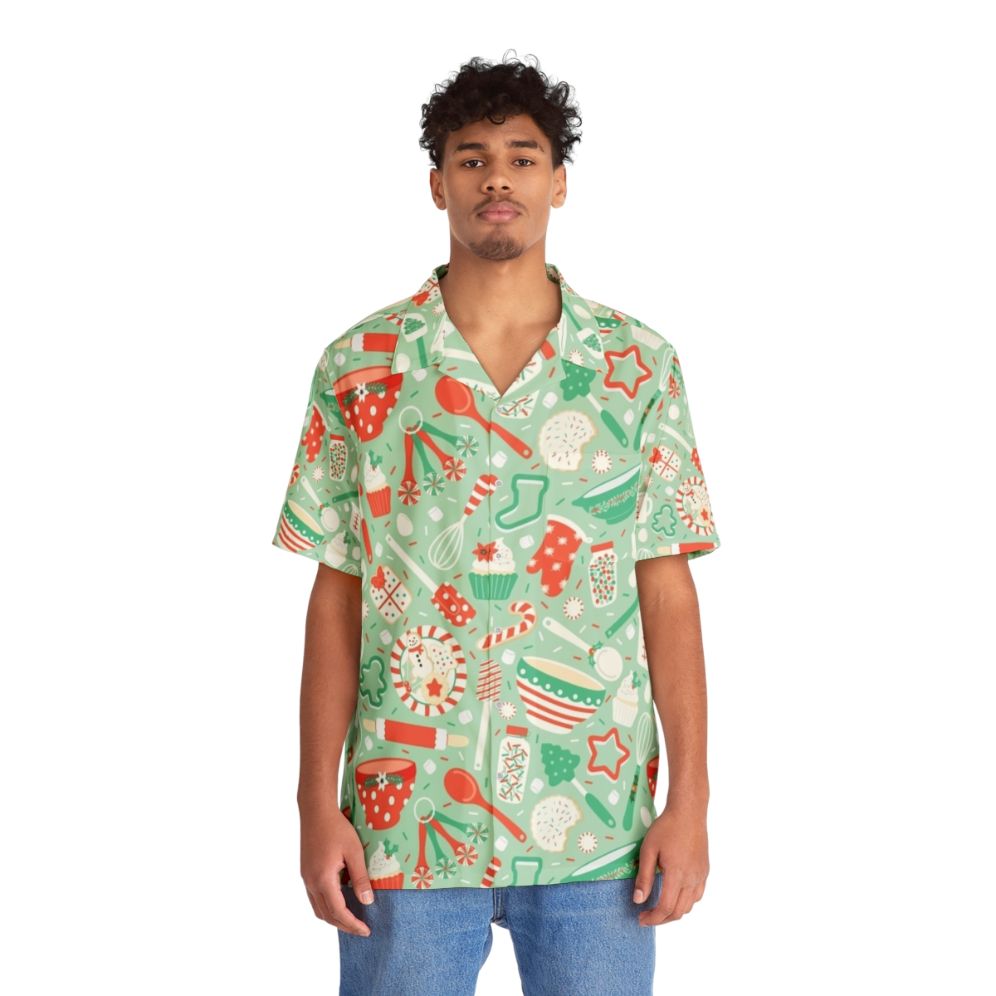 Festive Hawaiian Christmas Baking Shirt - People Front