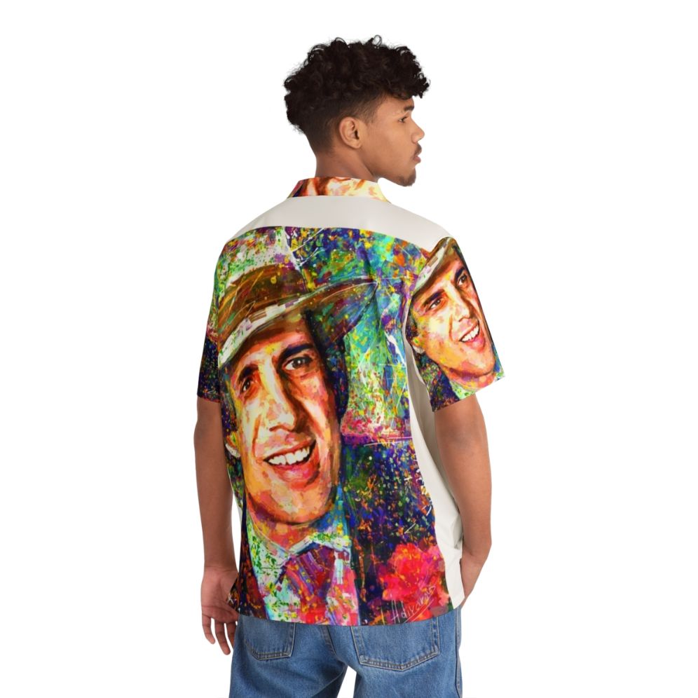 Adriano Celentano Dream Hawaiian Shirt with Impressionist Art - Flat lay