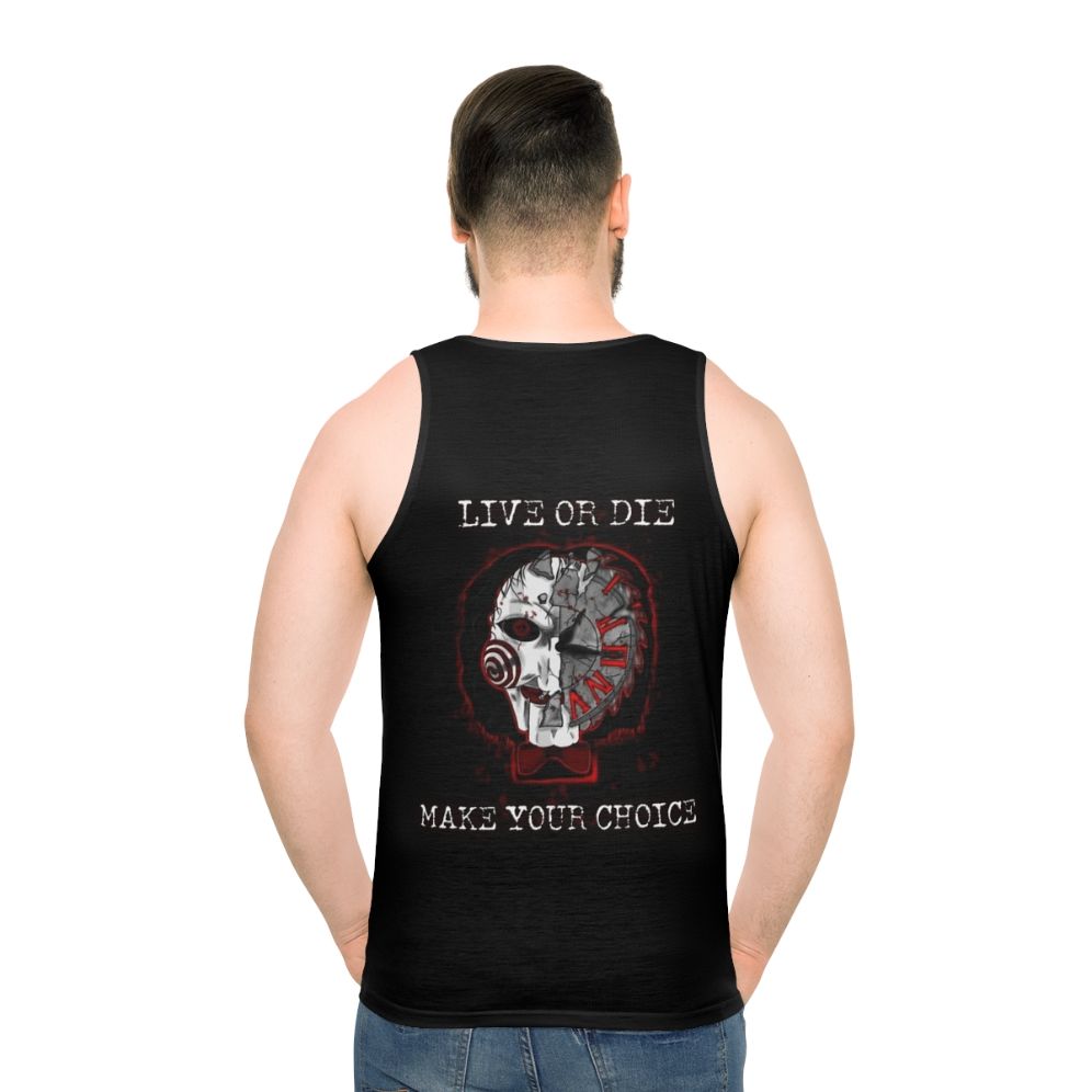 Jigsaw Horror Movie Unisex Tank Top - men back