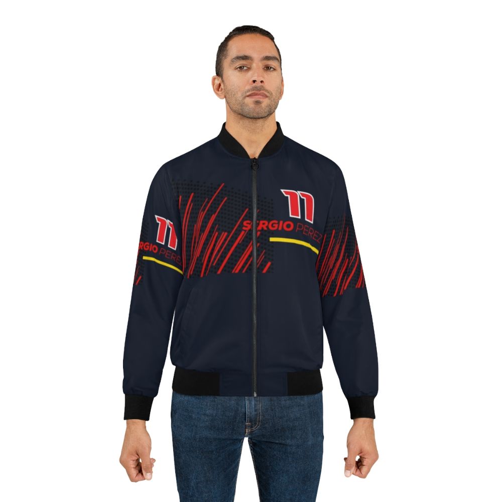 Sergio Perez Formula 1 RB16B Bomber Jacket with red stripes and lines - Lifestyle