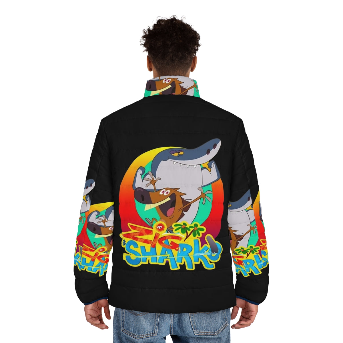 Zig and Sharko Games themed puffer jacket for kids - men back