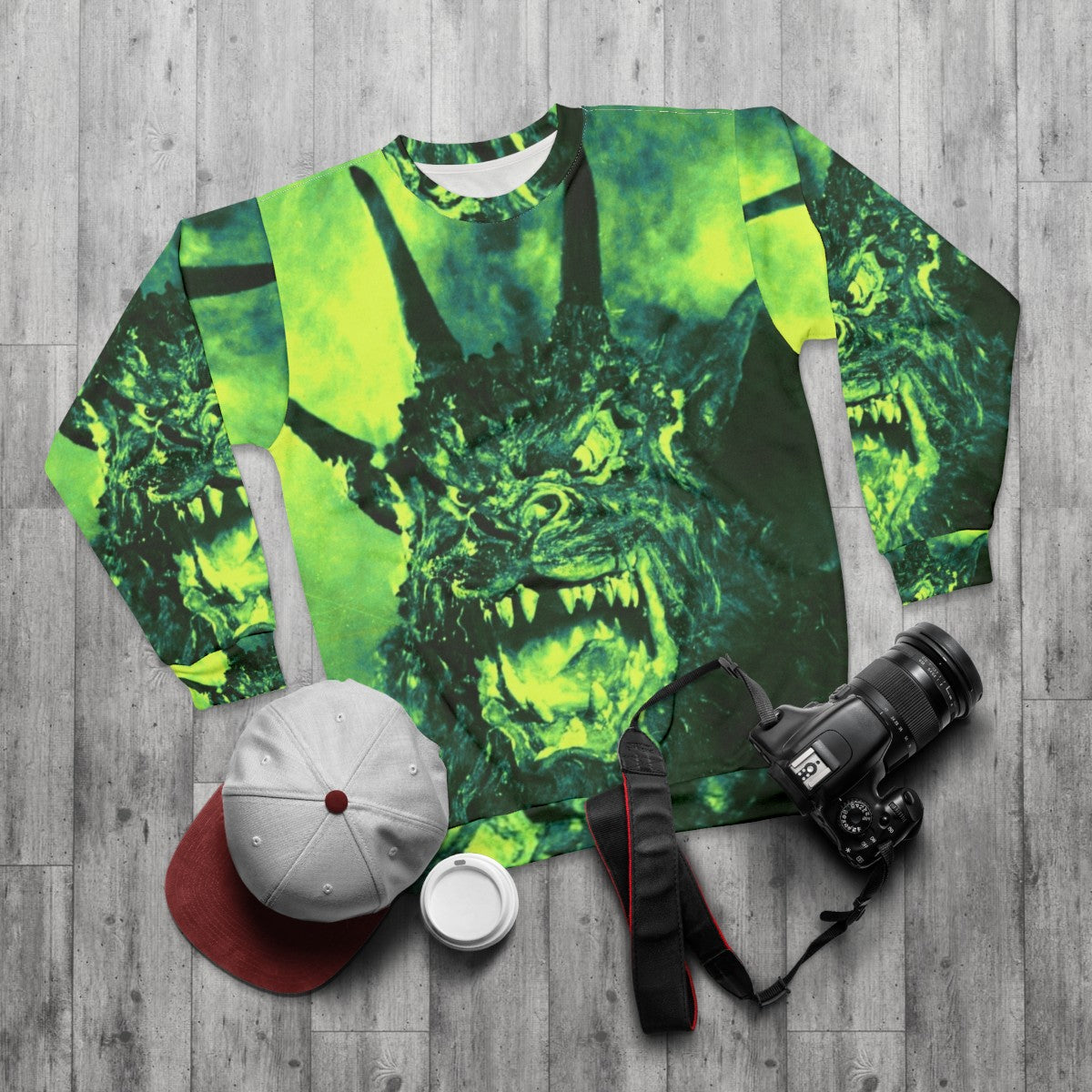 Night of the Demon 1957 horror movie sweatshirt - flat lay