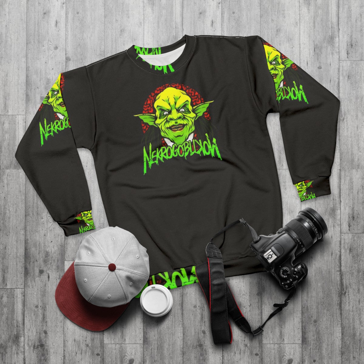 Nekrogoblikon Heavy Metal Band Merch Sweatshirt - flat lay