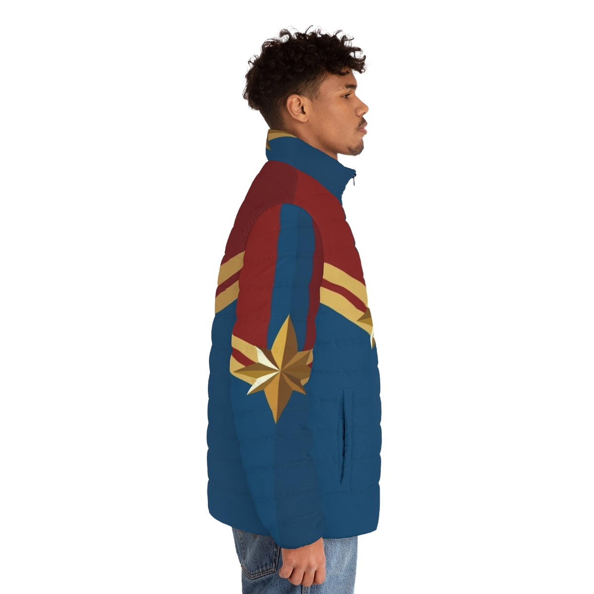 Carol Danvers Captain Marvel superhero costume puffer jacket - men side right