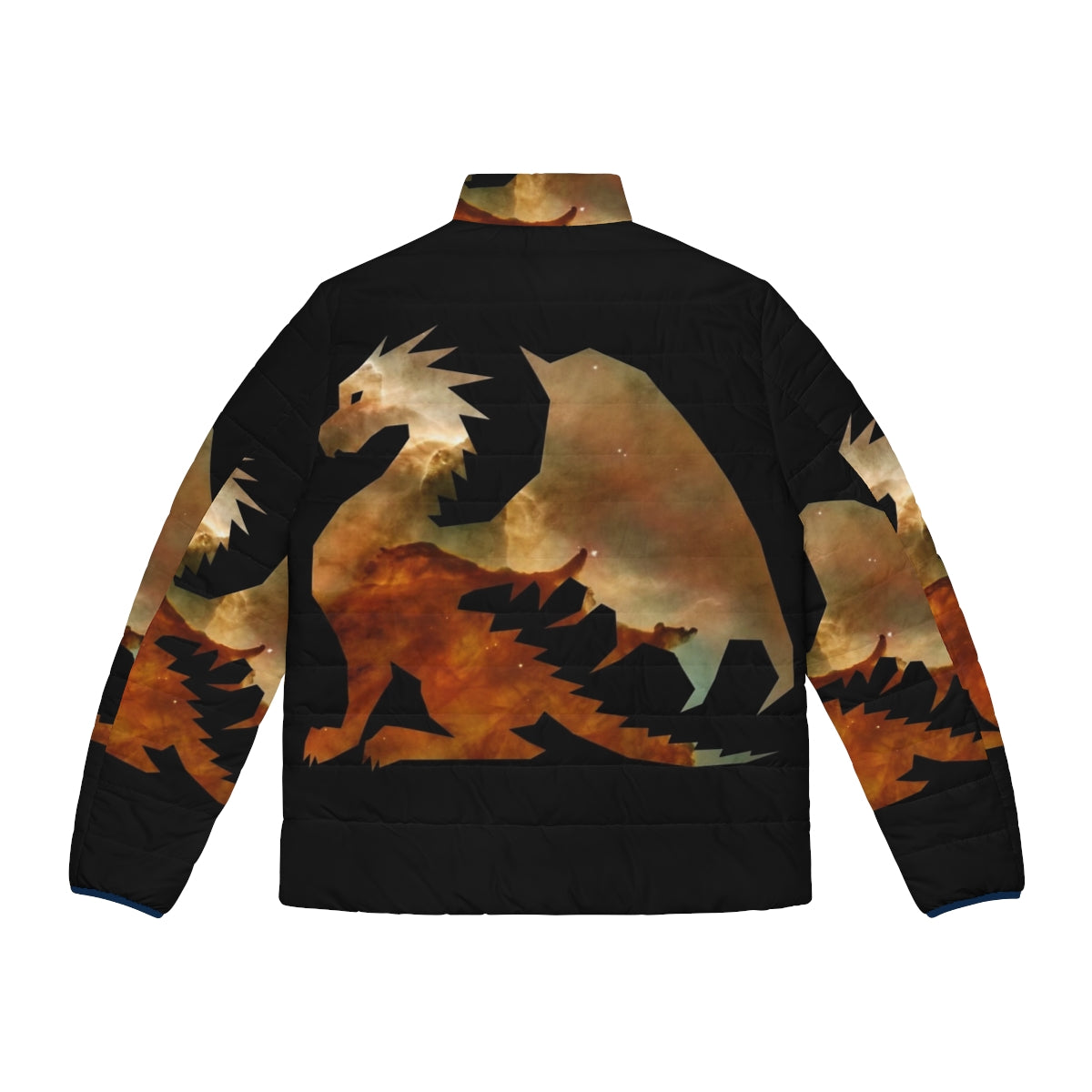 Cosmic watercolor legendary dragon puffer jacket - Back