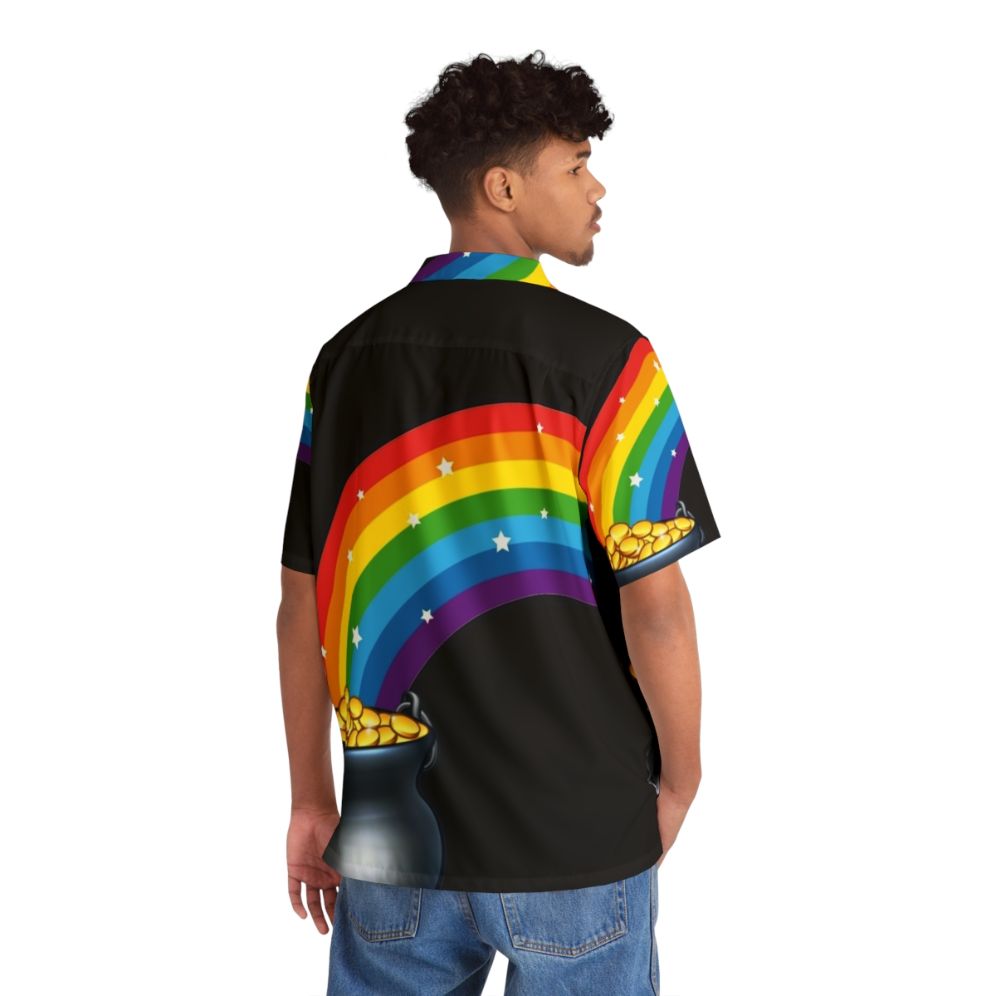 Lucky Hawaiian shirt with pot of gold and rainbow design - People Back