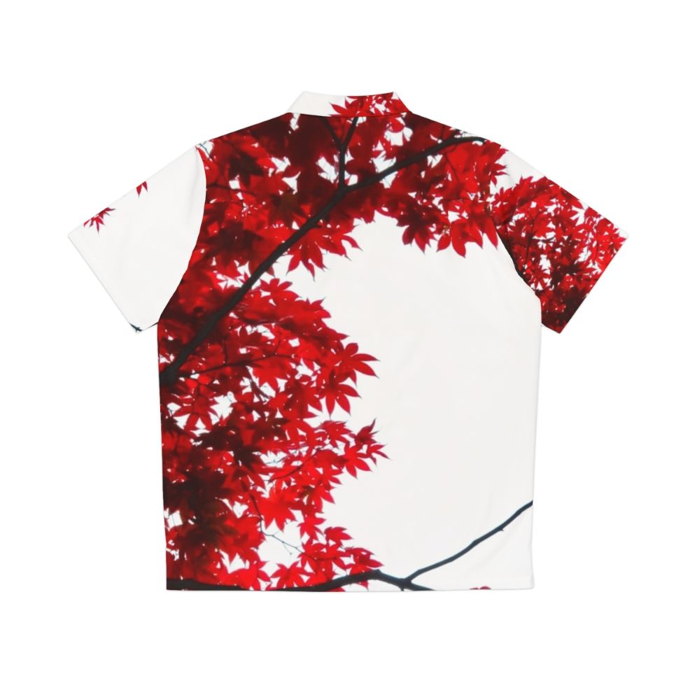 Koyo Hawaiian Shirt with Vibrant Red Maple Leaves - Back