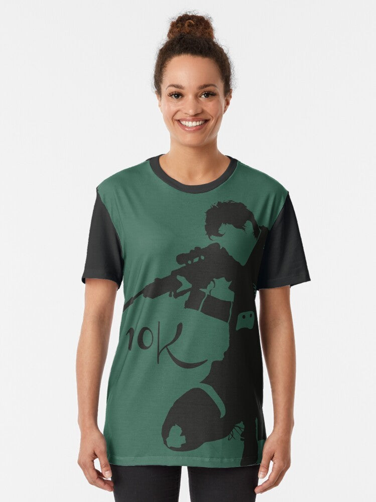 "Z Nation 10K Graphic T-Shirt featuring the character 10K from the zombie apocalypse TV show" - Women