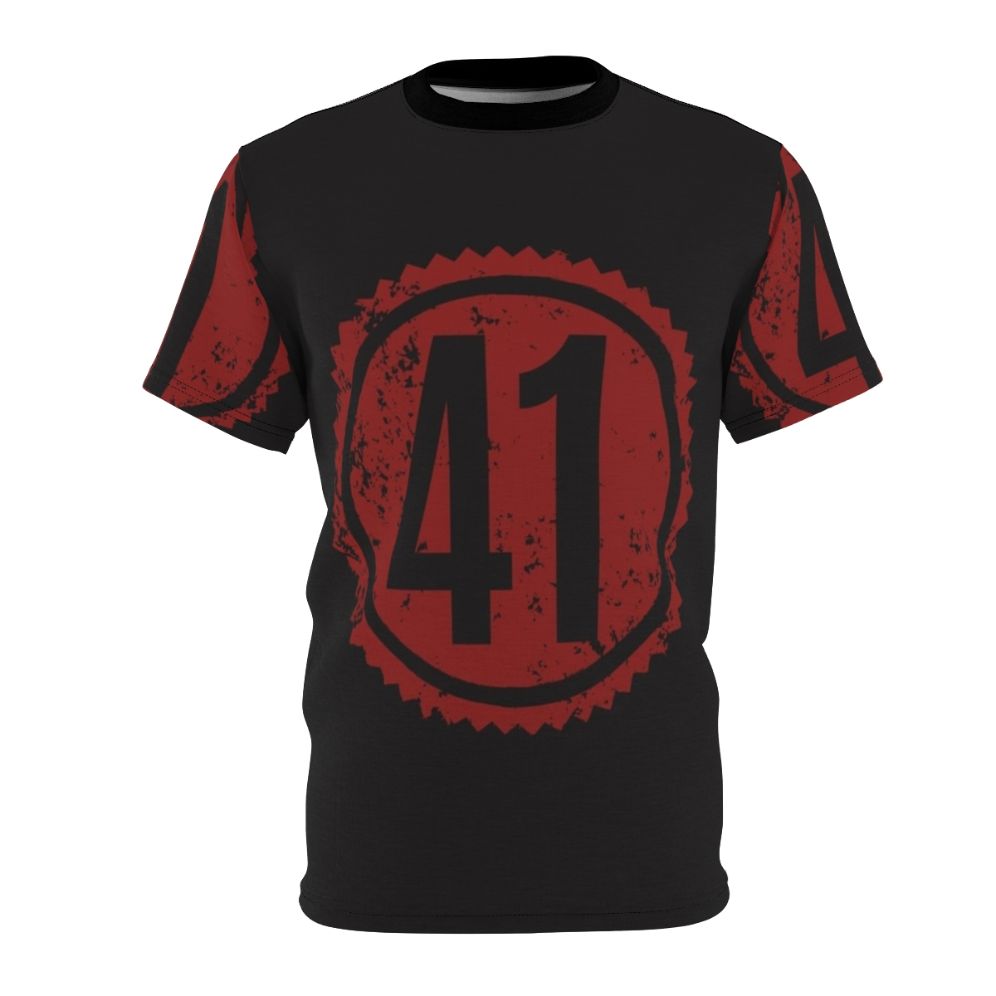 Distressed red t-shirt featuring a Dave Matthews Band inspired design