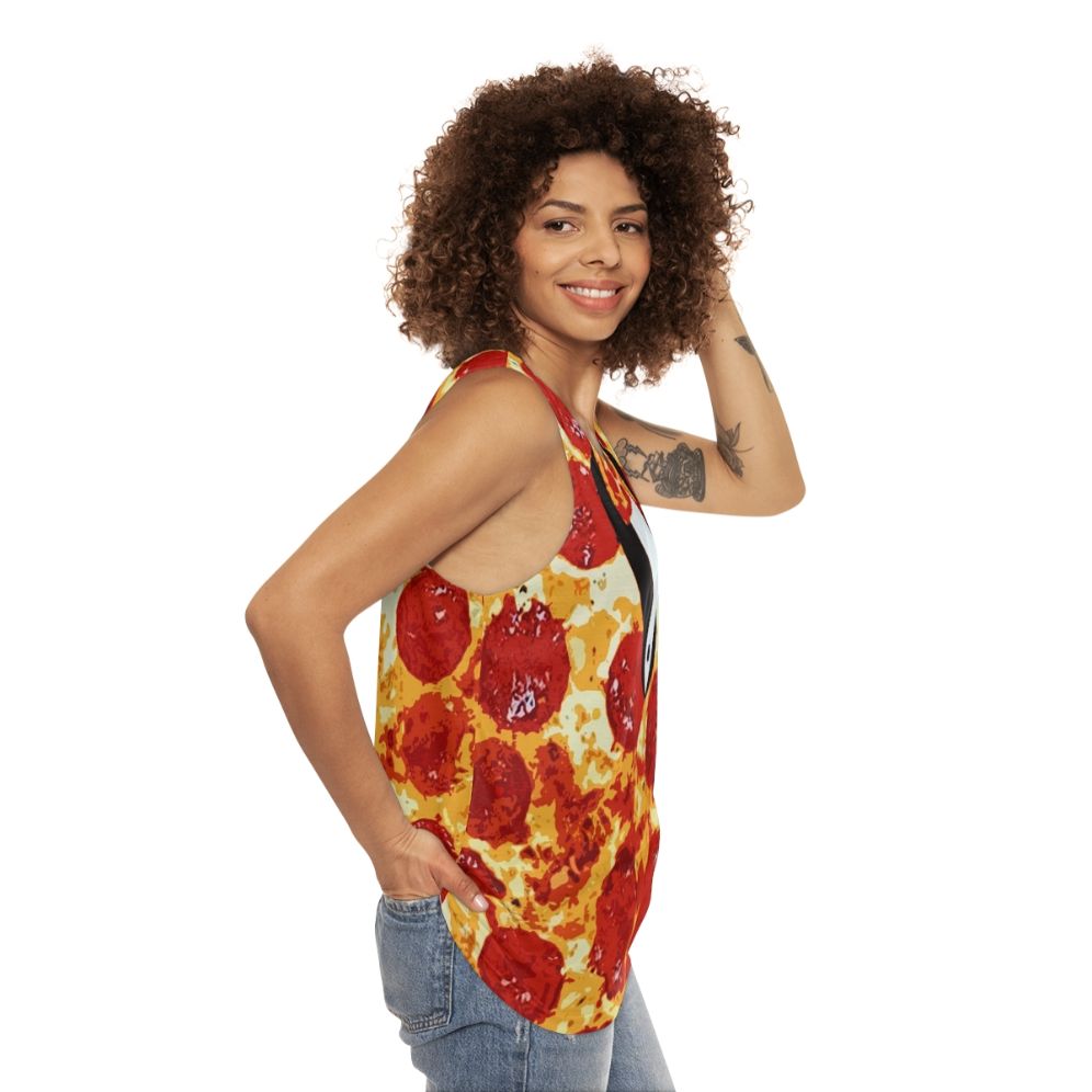 Pepperoni pizza tuxedo unisex tank top - women side