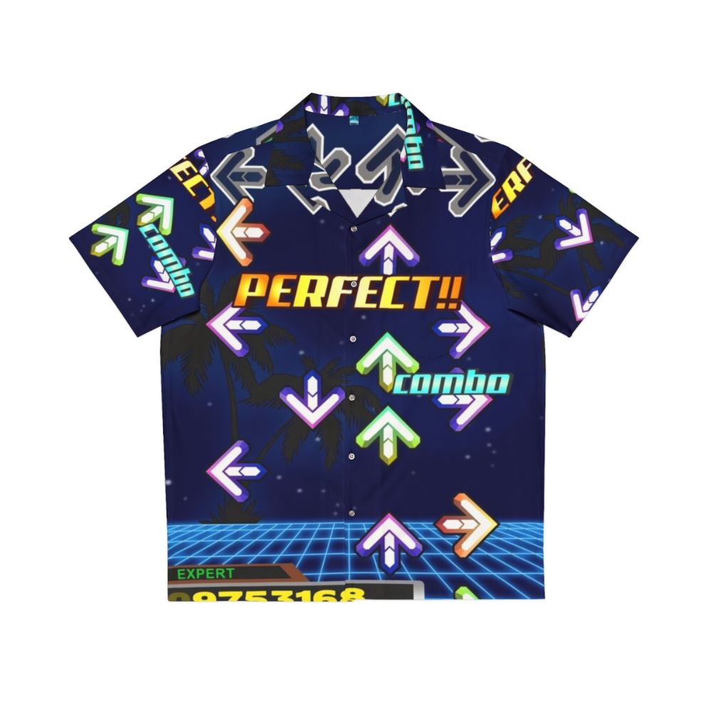 Vibrant Dance Dance Revolution Hawaiian shirt with retro video game inspired neon colors