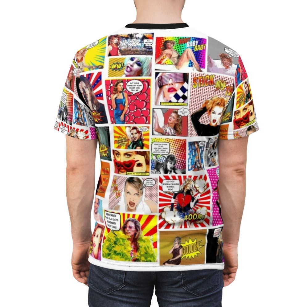 Illustration of Kylie Minogue on a custom print-on-demand t-shirt - men back