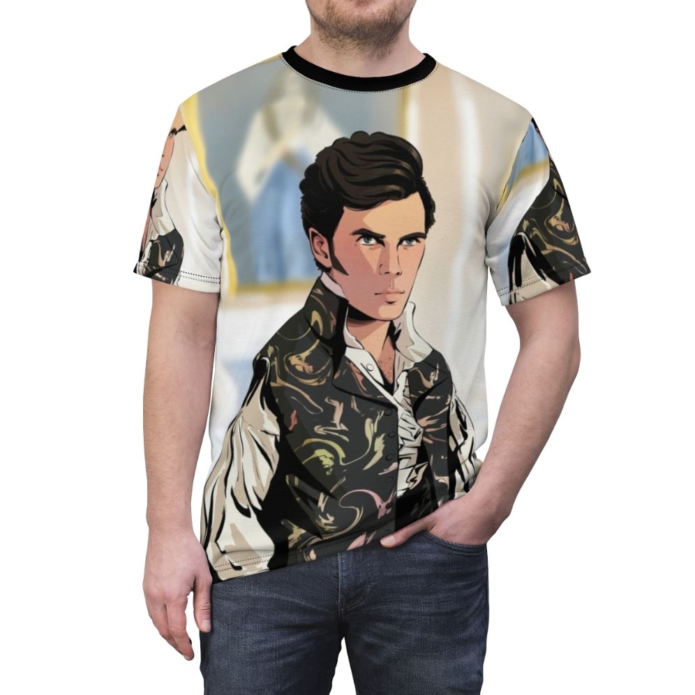 Illustration of Colin Bridgerton from the Netflix series Bridgerton, featured on a high-quality t-shirt design. - men front