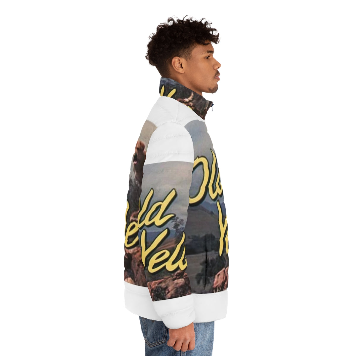 Old Yeller puffer jacket featuring a stylish and unique design - men side right