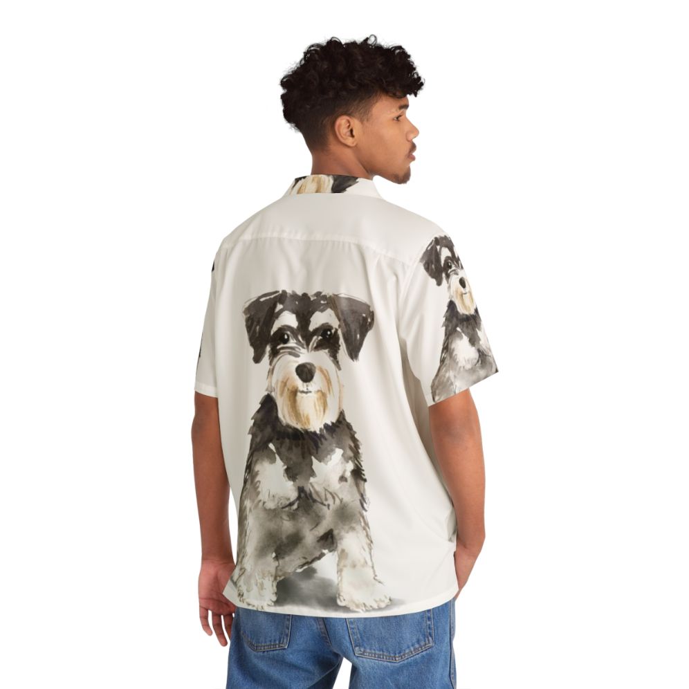 Watercolor Miniature Schnauzer Hawaiian Shirt - People Back