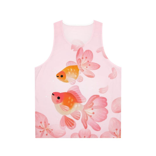 Cherry blossom goldfish print unisex tank top