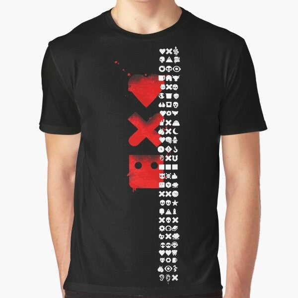 Love, Death & Robots Graphic T-Shirt featuring characters and symbols from the Netflix animated anthology series