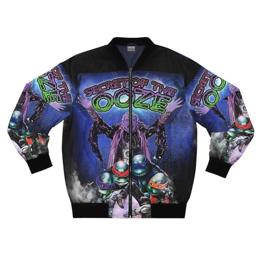 90s Ninja Turtles Bomber Jacket featuring a mashup design with the characters and the Secret of the Ooze movie