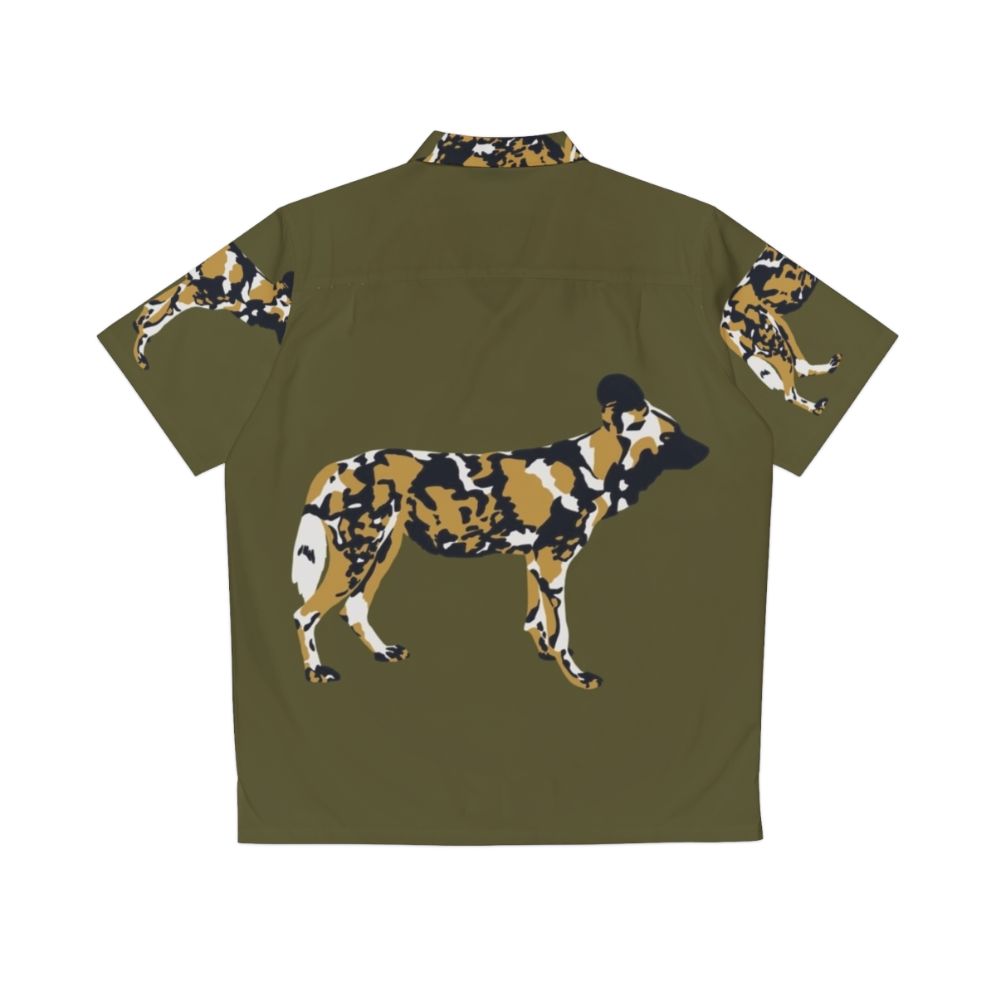 African Painted Dog Portrait on Hawaiian Shirt - Back