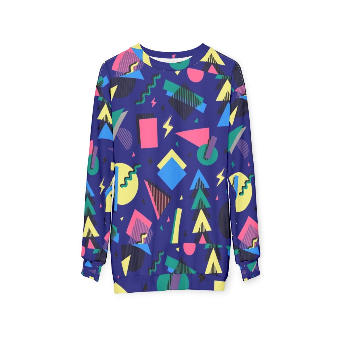 90s retro geometric pattern sweatshirt - hanging