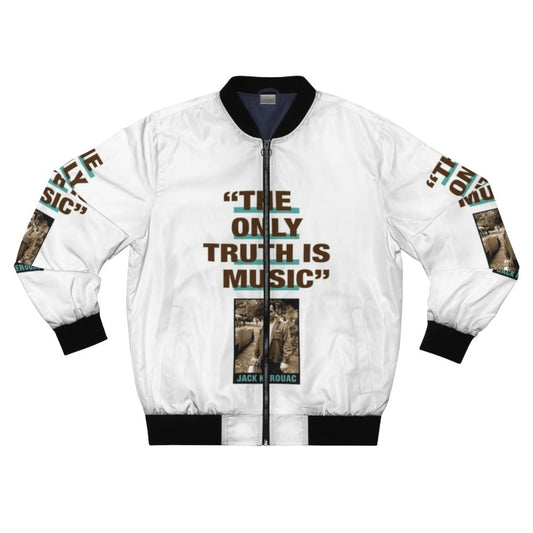 "The Only Truth Is Music" Jack Kerouac Quote Printed Bomber Jacket