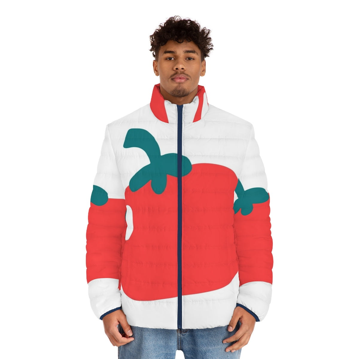 Fruits Puffer Jacket 2 with music, singer, and hip hop inspired design - men front