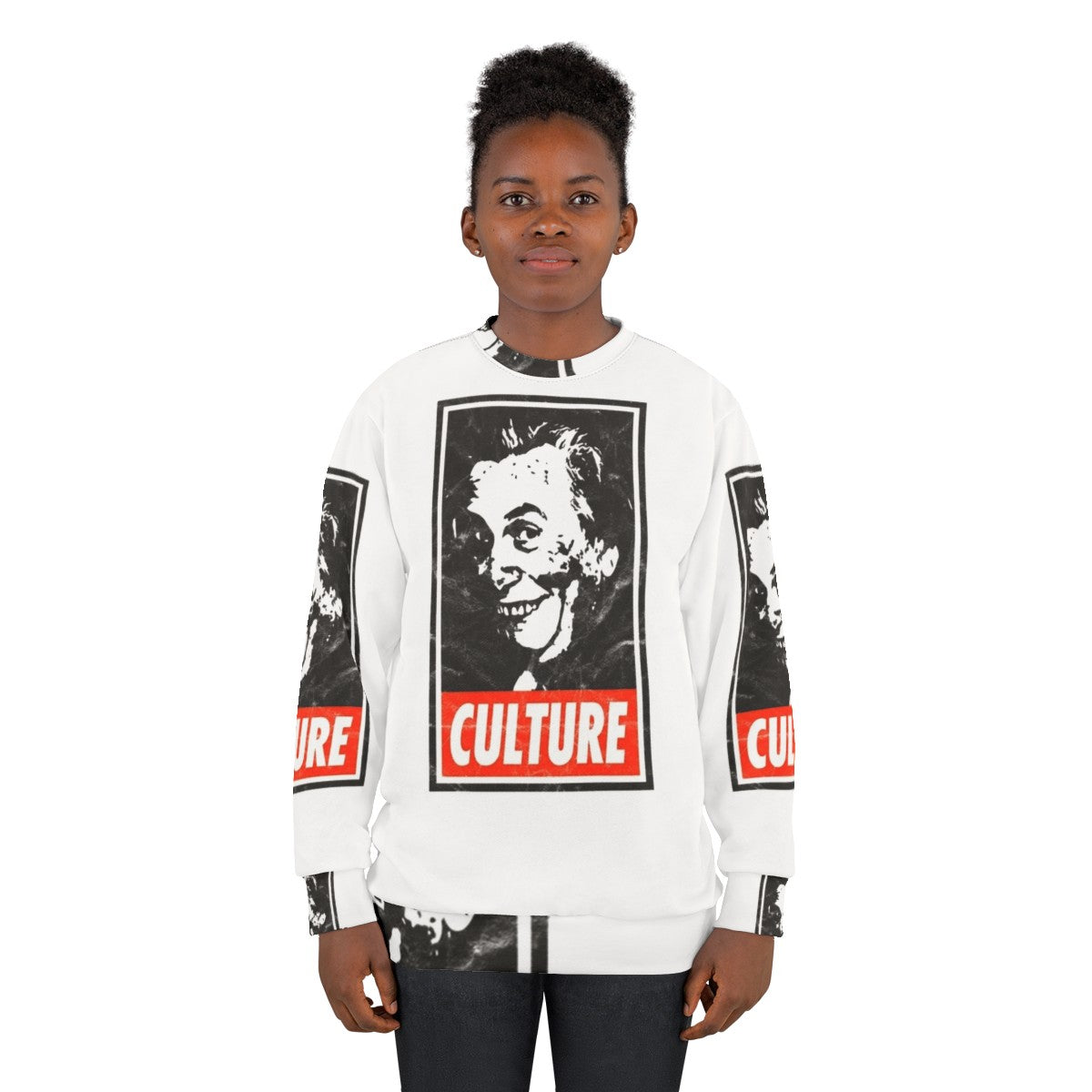 Sir Les Culture White Distressed Look Sweatshirt - Comedy, Vintage, Iconic - women