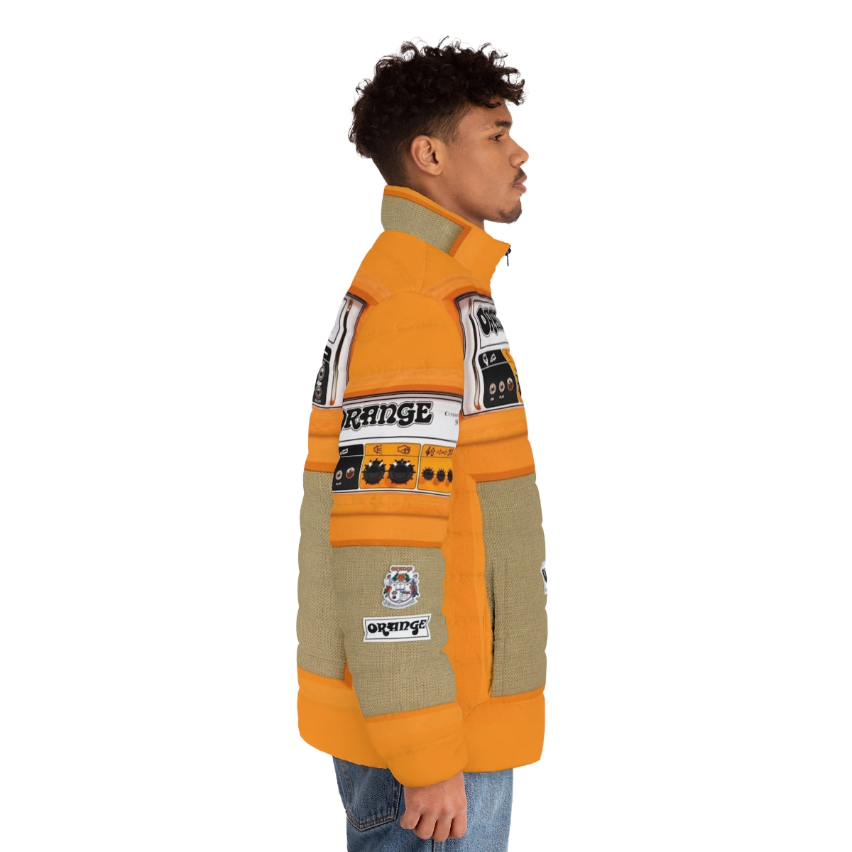 Orange Amp Amplifier Retro Puffer Jacket - men side right