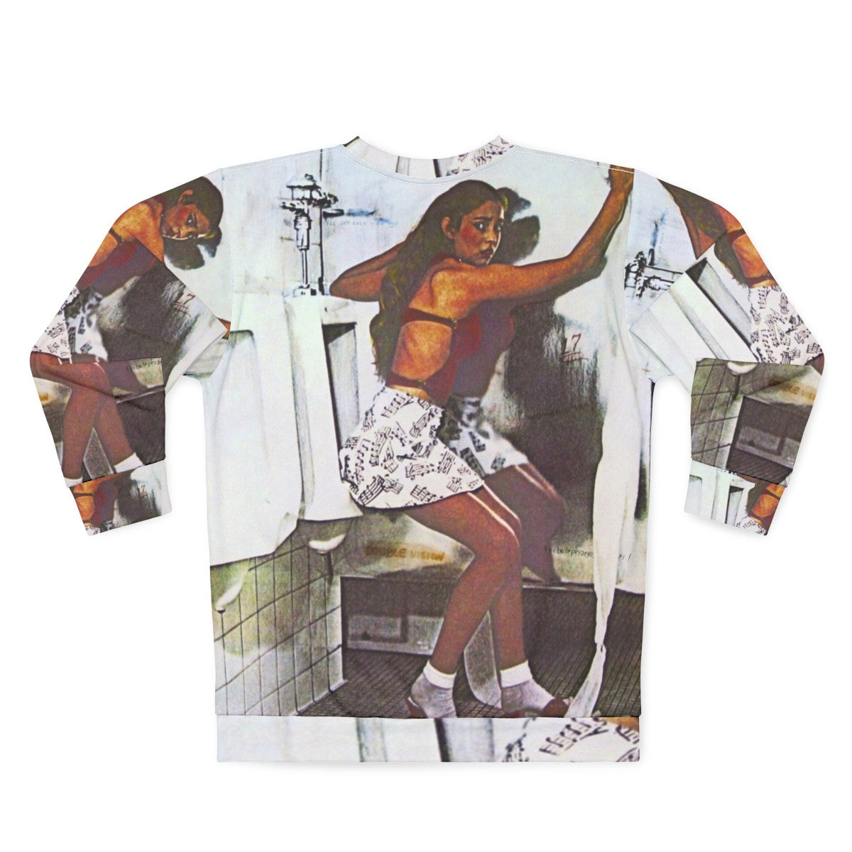 Classic rock-inspired sweatshirt design featuring a guitar icon and music album artwork - Back