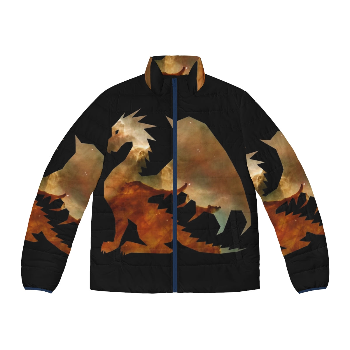 Cosmic watercolor legendary dragon puffer jacket