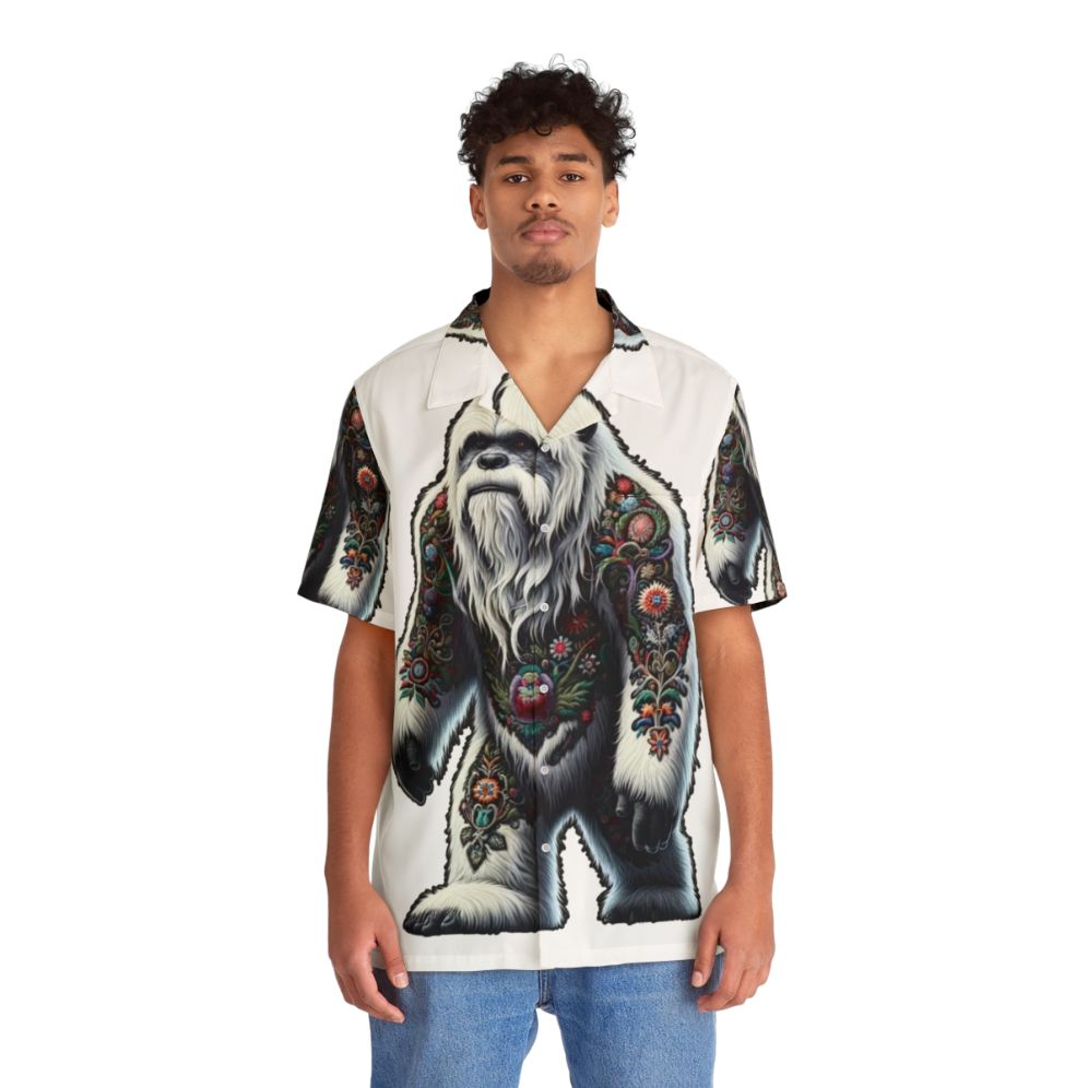 Embroidered Yeti Hawaiian Shirt - People Front