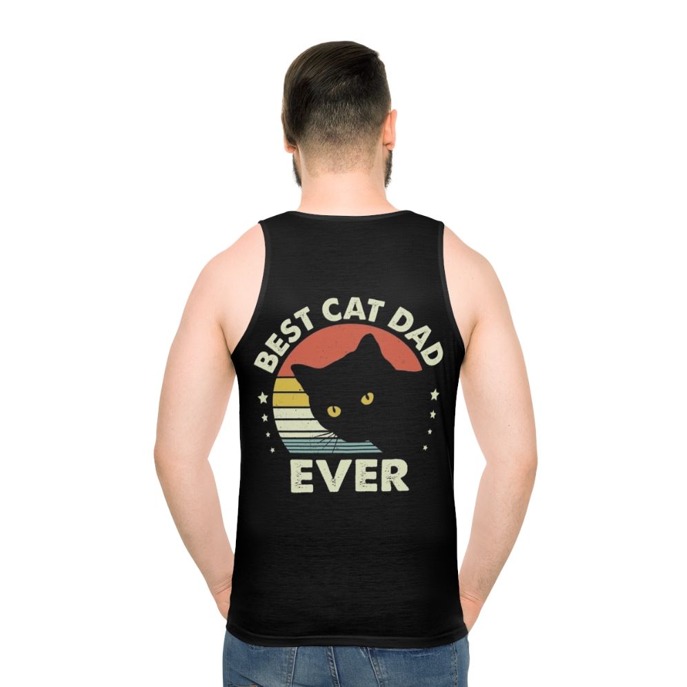 Vintage Best Black Cat Dad Ever Unisex Tank Top - men back