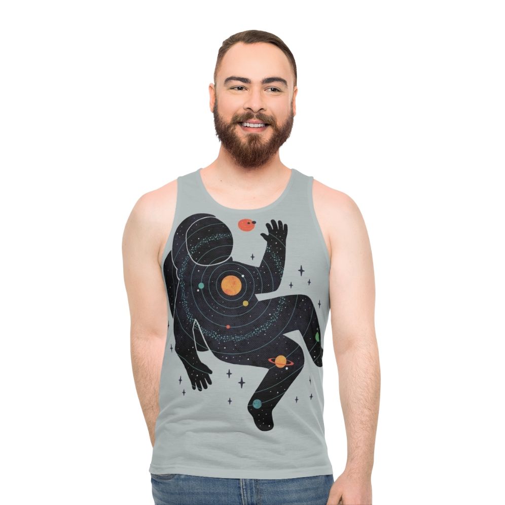 Unisex tank top with minimalist space design - men