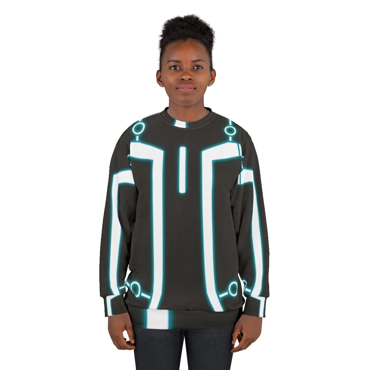 Nerdy geeky programmer sweatshirt with glowing tech design - women